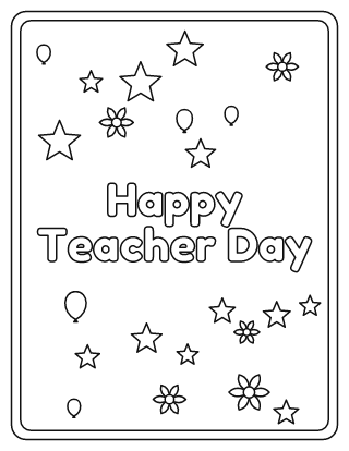 Happy Teacher Day Coloring Page