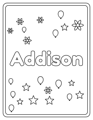 Addison Name Coloring Page